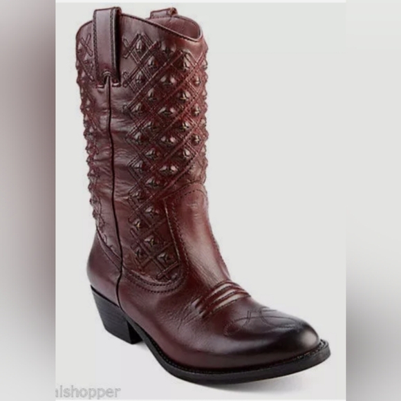 Lucky Brand Shoes - Lucky Brand Leather Madonna Studded Cowboy Cowgirl Grunge Moto Size 7 to 7.5